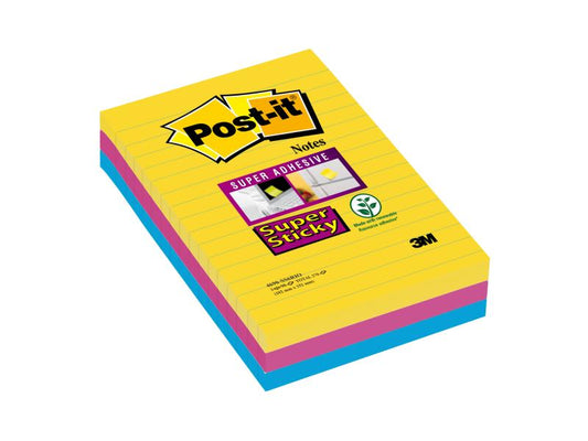 Post-it Fiche de bloc-notes Post-it Super Sticky  10.1 cm x 15.2 cm