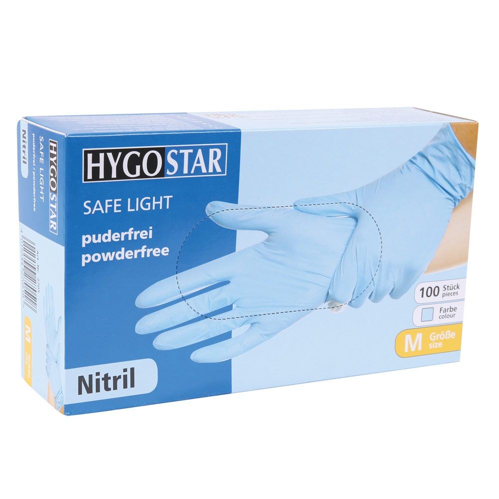 Hygostar Gant nitrile "SAFE LIGHT",  bleu