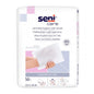 Gants de toilette plastifiés Seni Care - paquet de 50 pièces 22,5 x 16 cm pour soins d'hygiène en cabinet médical